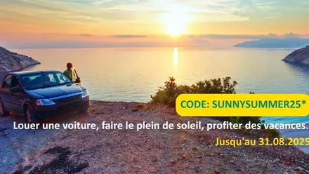  Louer une voiture, faire le plein de soleil, profiter des vacances - avec Sunny Cars.