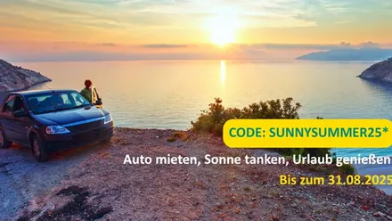 Auto mieten, Sonne tanken, Urlaub genießen - mit Sunny Cars.