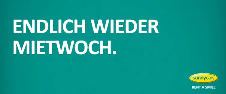 Mietwoch-Aktion von Sunny Cars: Zur Wochenmitte räumt der Mietwagen-Experte 15 CHF Nachlass pro Buchung ein